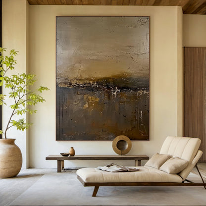 Modern Abstract Wall Art Beige Brown Neutral Entryway Decor Painting AURA197