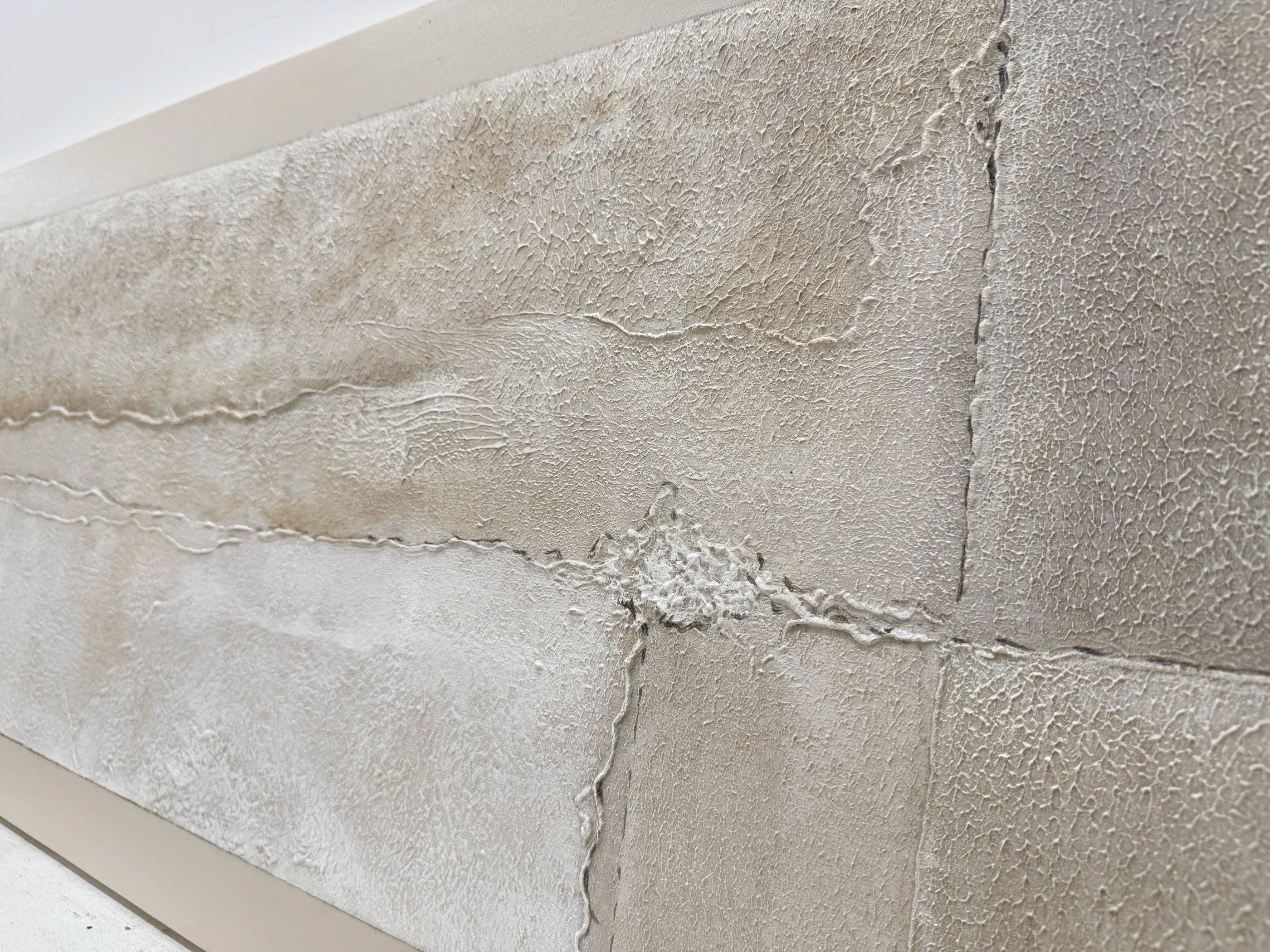Wabi-Sabi Beige Plaster Textured Abstract Wall Art Japandi Minimalist Luxe High-Relief Tactile Canvas Painting AURA735