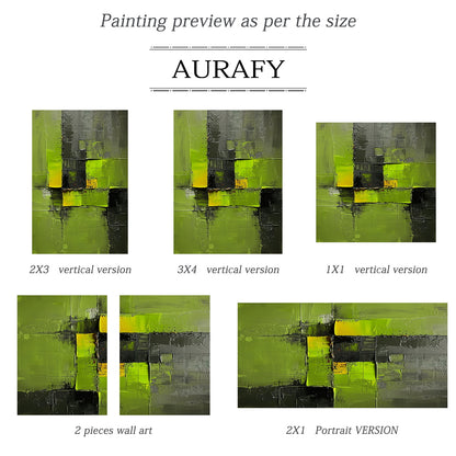 Green Abstract Art Impasto Sculpted Knife Strokes Tactile High-Relief Bold Modern Piece AURA460
