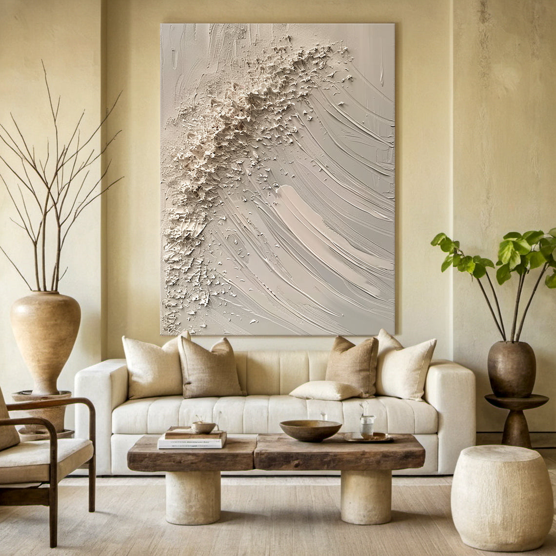 Quiet Tide-Beige Wave & Sky Texture Field-AURA139