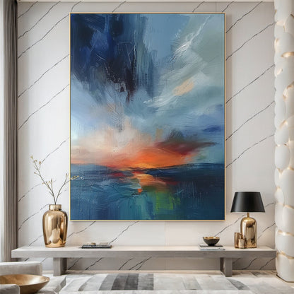 Blue Horizon-Ocean & Sky Minimalist Abstract Art-AURA128