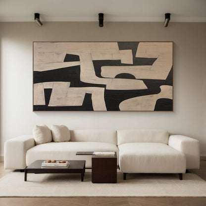 General Abstract Beige Black Textured Wall Art Modern Home Decor-AURA179