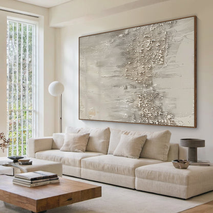 Distressed Drip Canvas-Soft Gray & Cream Tones-AURA024