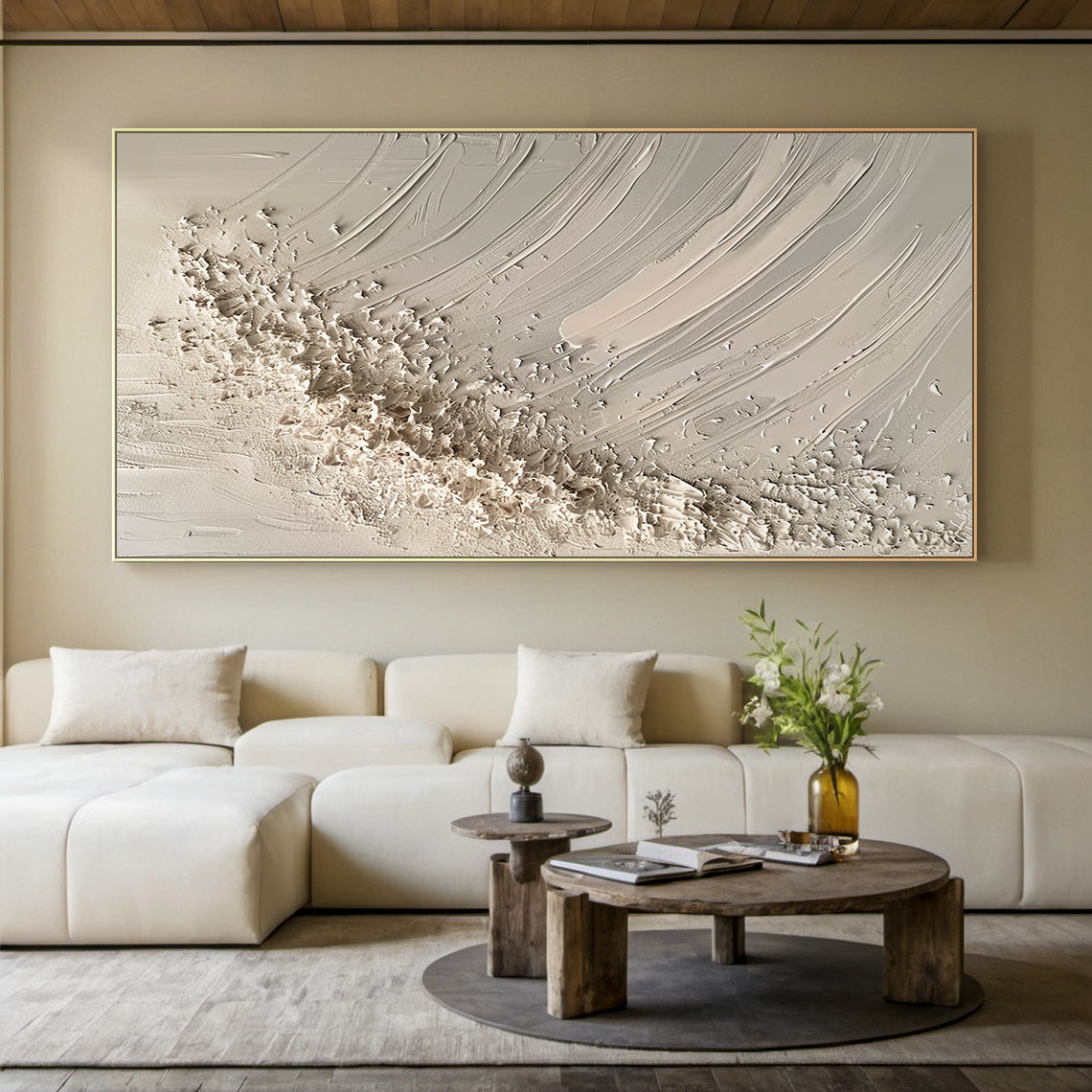 Quiet Tide-Beige Wave & Sky Texture Field-AURA139