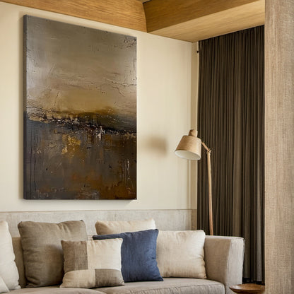 Modern Abstract Wall Art Beige Brown Neutral Entryway Decor Painting AURA197
