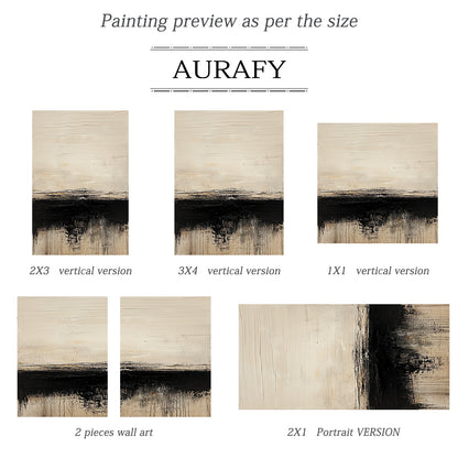 Abstract Art Black Beige Tactile Plaster Textured Knife Strokes Dripping Effects Modern Art AURA643