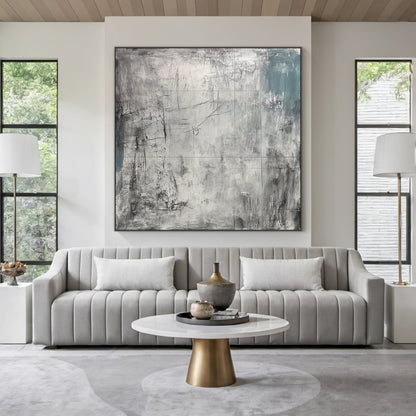Wabi Sabi Gray Abstract Textured Canvas Wall Art Living Room AURA224