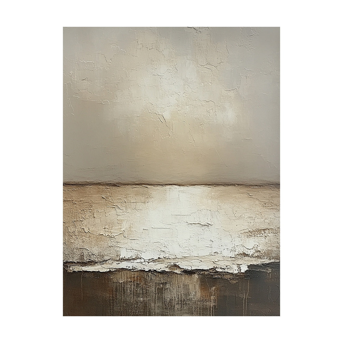 Wabi Sabi Abstract Art Cracked Tactile Beige Brown Thick Impasto Modern Organic AURA441
