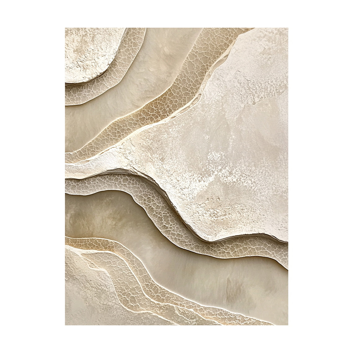 Beige Abstract Landscape Art Tactile High-Relief Plaster Sculpted Canvas Modern Organic Piece AURA439
