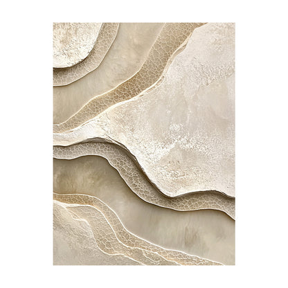 Beige Abstract Landscape Art Tactile High-Relief Plaster Sculpted Canvas Modern Organic Piece AURA439