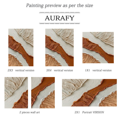 3D Textured Beige Brown Painting with Knife Strokes Tactile Surface Modern Organic Minimalist Luxe AURA448