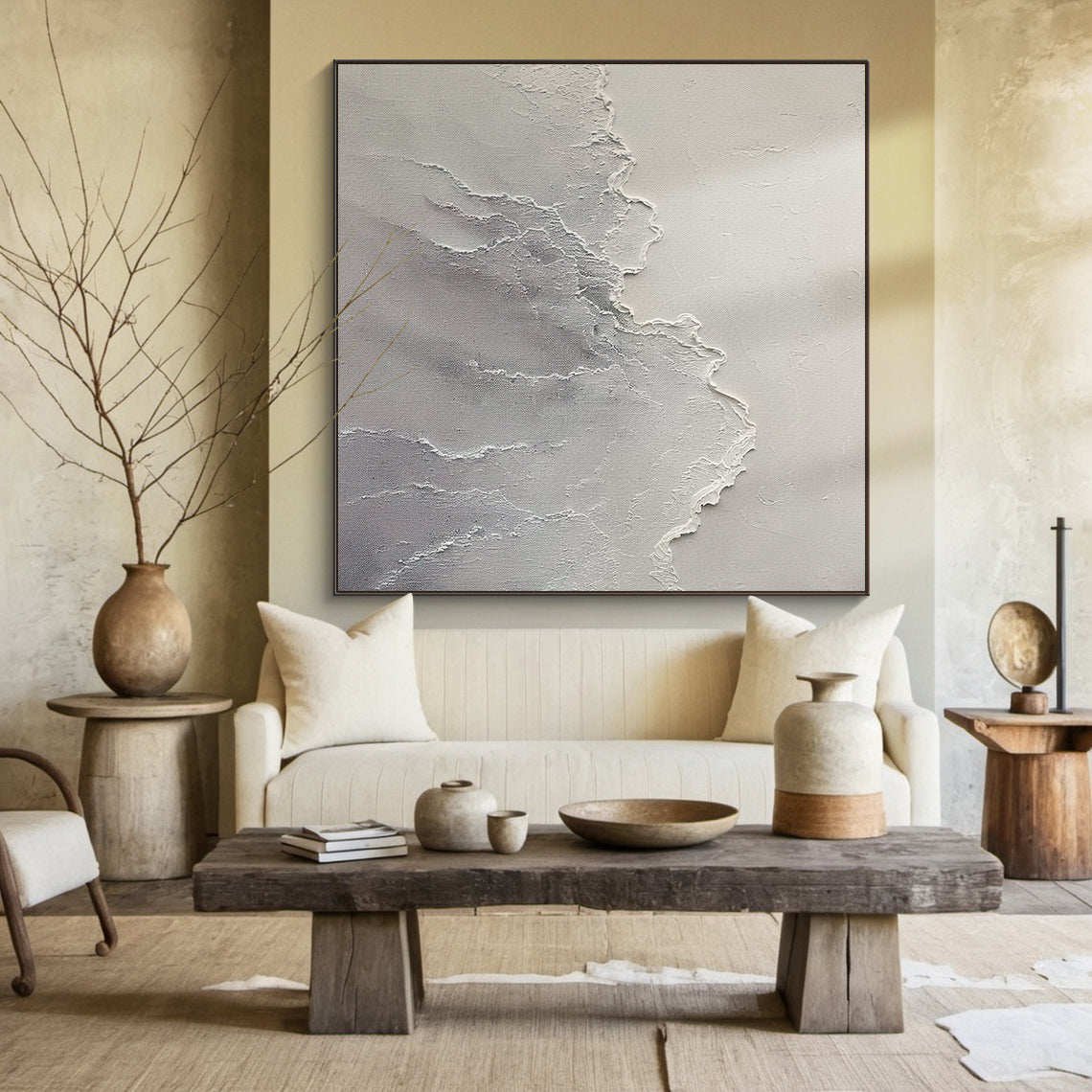 Quiet Tide-Gray Waves & Sky Minimalist Art-AURA117