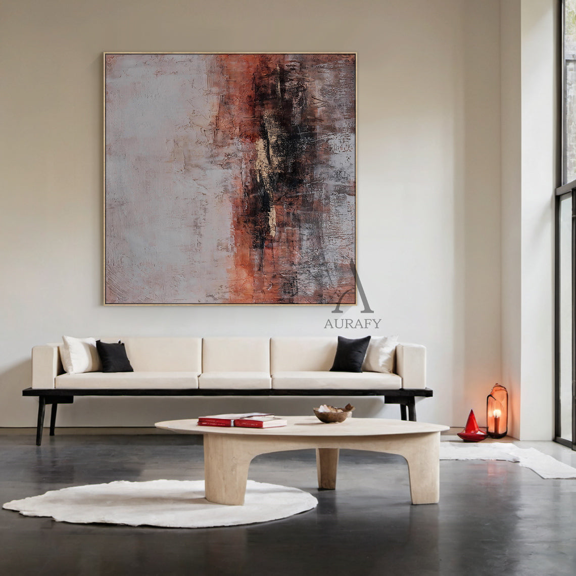 Vibrant Red Abstract Wall Art for Modern Home Office Decor AURA235