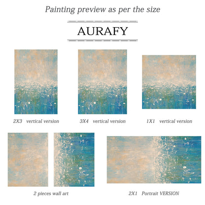 Abstract Beige Blue Art Tactile Surface Knife Strokes Modern Organic Textured Canvas AURA615