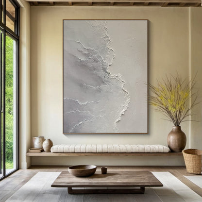 Quiet Tide-Gray Waves & Sky Minimalist Art-AURA117