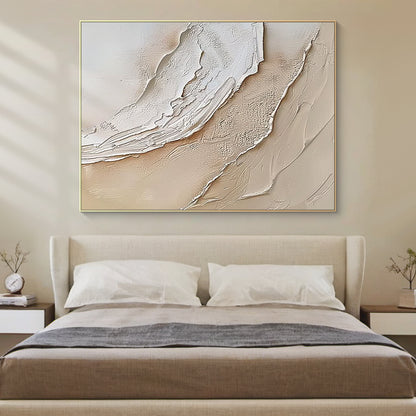 Organic Wave Texture Canvas – Cream & Taupe Tones – AURA007(Square)