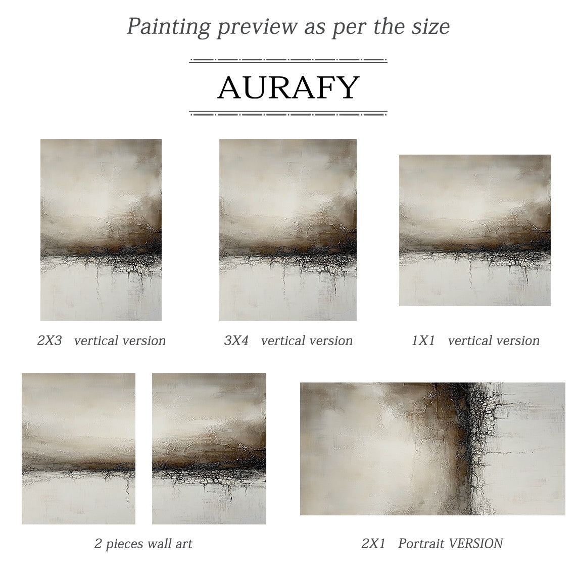 General Abstract Beige Art with Crackle Texture Thick Brushstrokes Dripping Paint Modern Organic Tactile Canvas AURA632