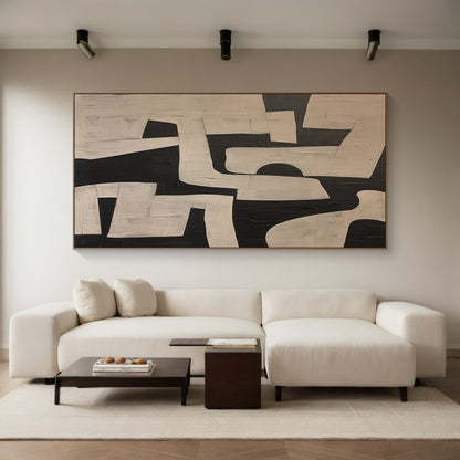 General Abstract Beige Black Textured Wall Art Modern Home Decor-AURA179