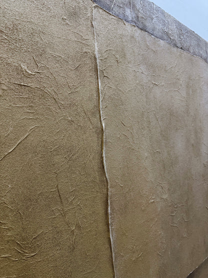 Wabi Sabi Plaster Textured Abstract Art Japandi Beige Brown Tactile Sculpted Canvas Minimalist Wall Painting AURA739
