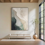 Textural Abstract Wall Art-Ocean Green & Sand Layers-AURA039