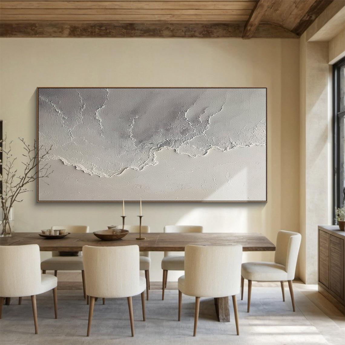 Quiet Tide-Gray Waves & Sky Minimalist Art-AURA117