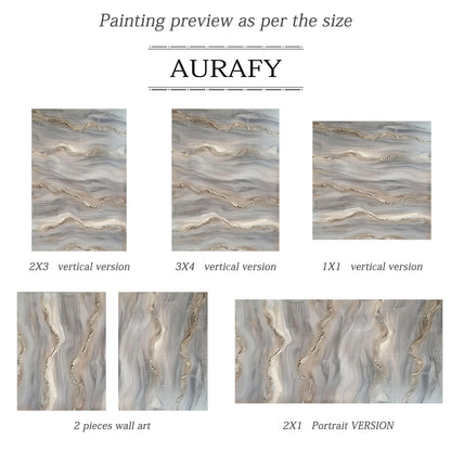 Wabi Sabi Abstract Art Impasto Textured Gray Beige Tactile Wave-Like Handcrafted Organic Canvas AURA560
