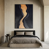 Metallic Topography Painting-Onyx & Gold Accents-AURA033