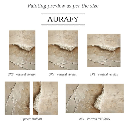 Beige Minimalist Sea Texture Wall Art - AURA677