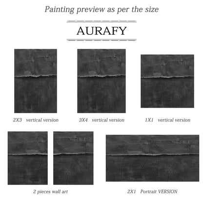 Minimalist Black Wall Art Cracked Tactile Surface High-Relief Wabi-Sabi Inspired Decorative Artwork AURA427