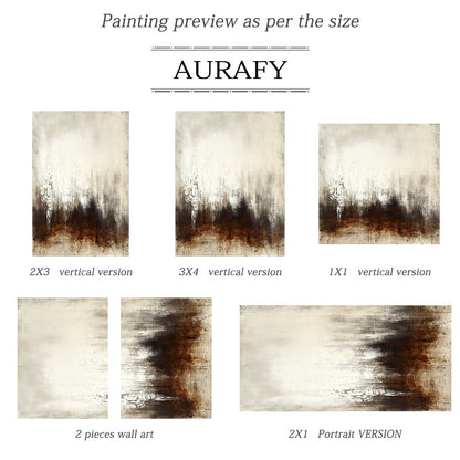 Abstract Beige Brown Art Tactile Vertical Stroke Wabi-Sabi Distressed Finish Modern Organic Wall Decor AURA606