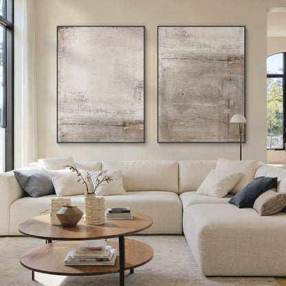 Urban Patina Canvas – Off-White & Warm Taupe Tones – AURA025