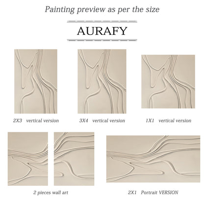 Minimalist Wall Art Beige High-Relief Sculpted Curves Tactile Matte Surface Modern Organic Decor AURA431