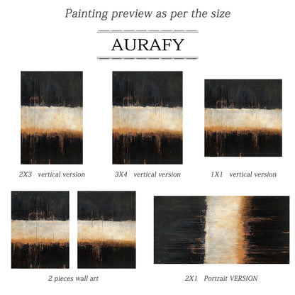 Abstract Black Beige Speckled Knife Strokes Vertical Tactile Canvas Art Minimalist Luxe AURA608