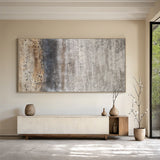 Weathered Horizon-Beige & Brown Wabi-Sabi Art-AURA074