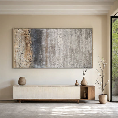 Weathered Horizon-Beige & Brown Wabi-Sabi Art-AURA074