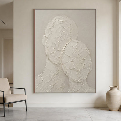 Wabi Sabi Beige 3D Textured Abstract Figurative Japandi Minimalist Knife Stroke Plaster Canvas Wall Art AURA704
