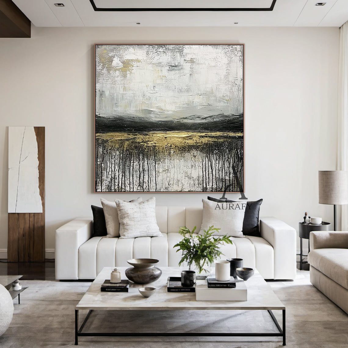 Stylish Minimalist Modern White Abstract Wall Art for Home Decor AURA253