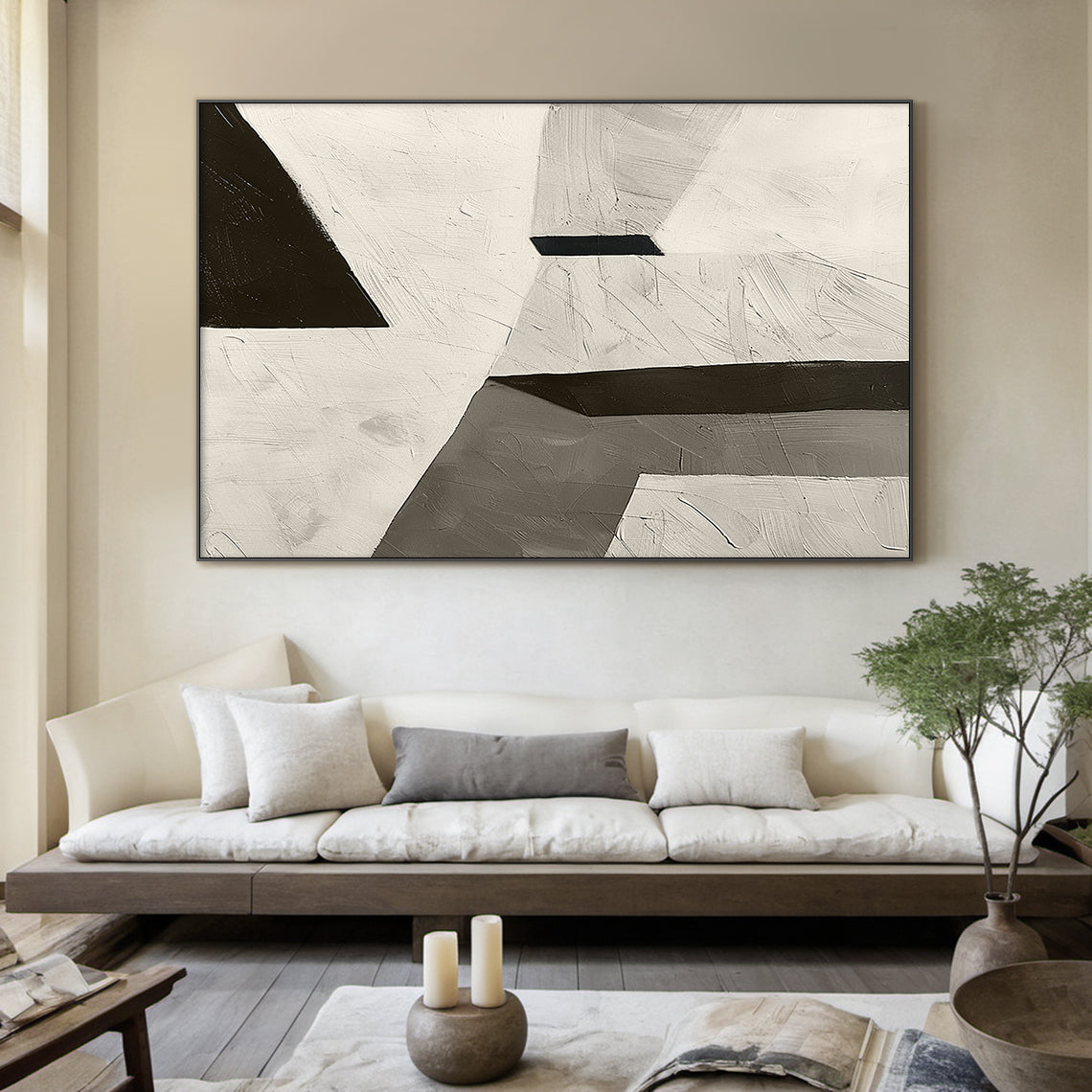 Silent Geometry-Black & Beige Spatial Field-AURA107