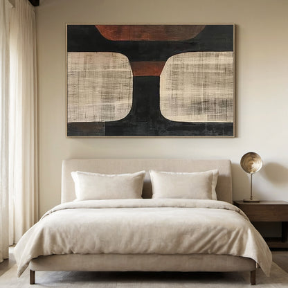 Geometric Earth Tone Abstract Wall Art – AURA056(Vertical)