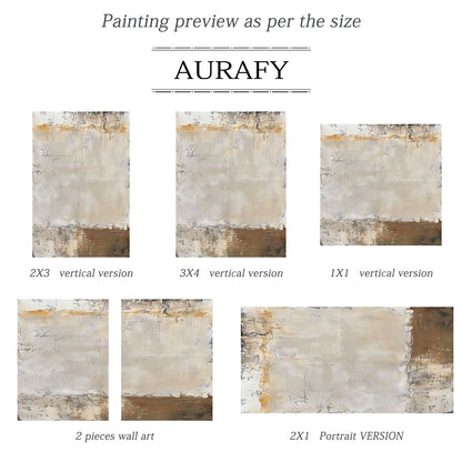 Pale Beige Abstract Painting with Weathered Ochre Traces - AURA844
