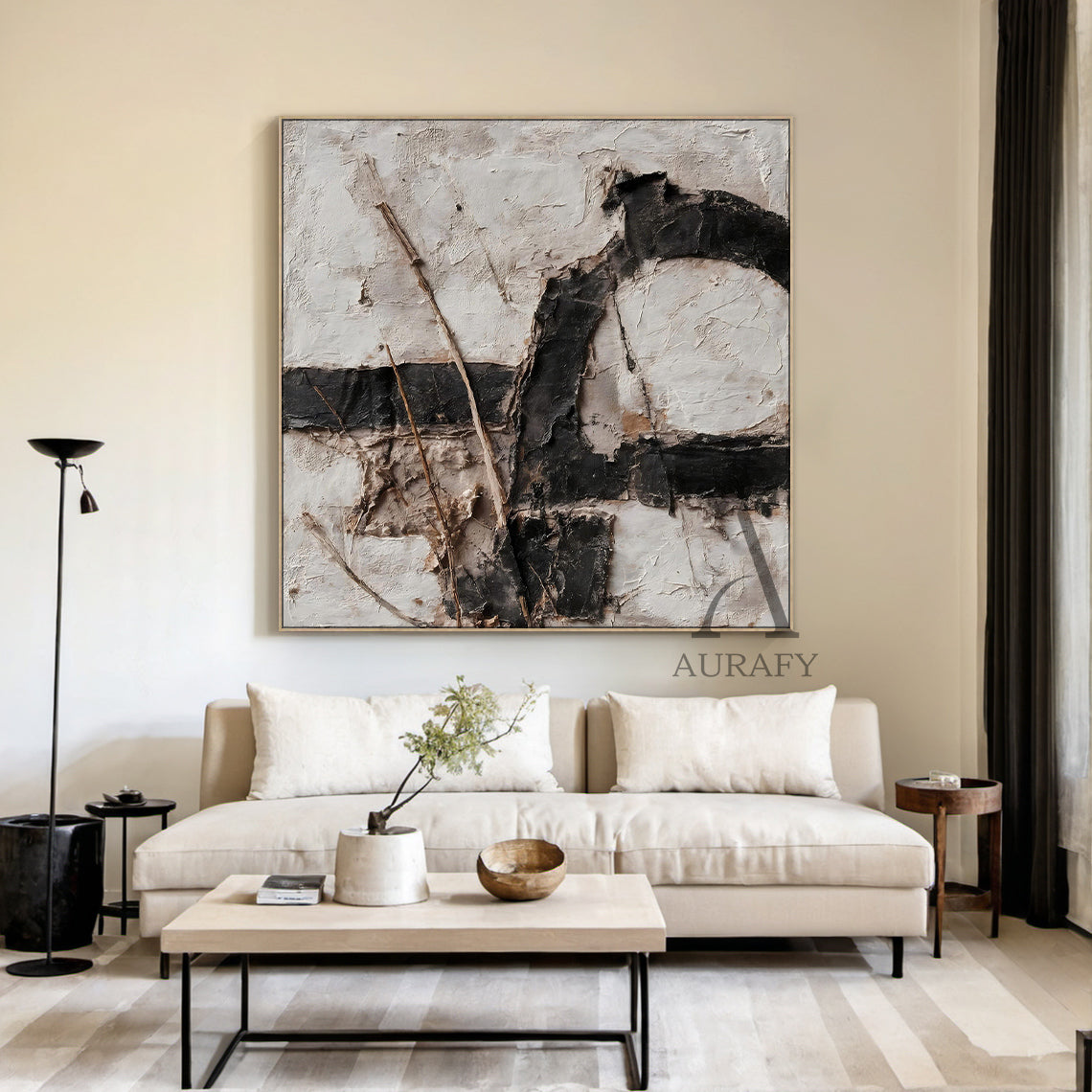 Black Abstract Wall Art Decor for Modern Home Office Spaces AURA234