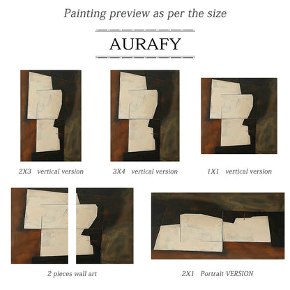 Beige Angular Abstract Forms on a Smoky Brown Ground - AURA841
