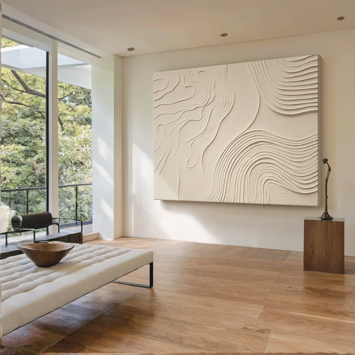 Organic Swirl Canvas – Cream Tones – AURA047(Vertical)