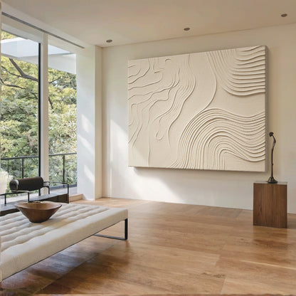 Organic Swirl Canvas – Cream Tones – AURA047(Vertical)