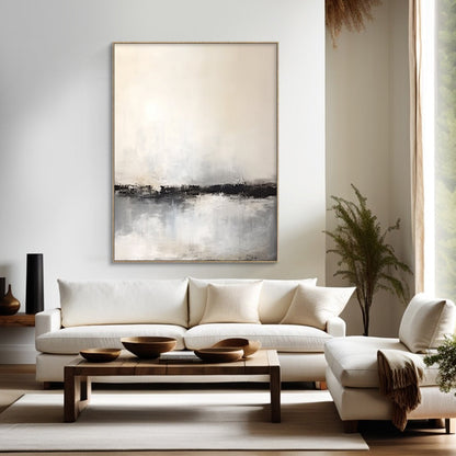 Minimalist Beige Gray Abstract Wall Art for Modern Living Room-AURA183