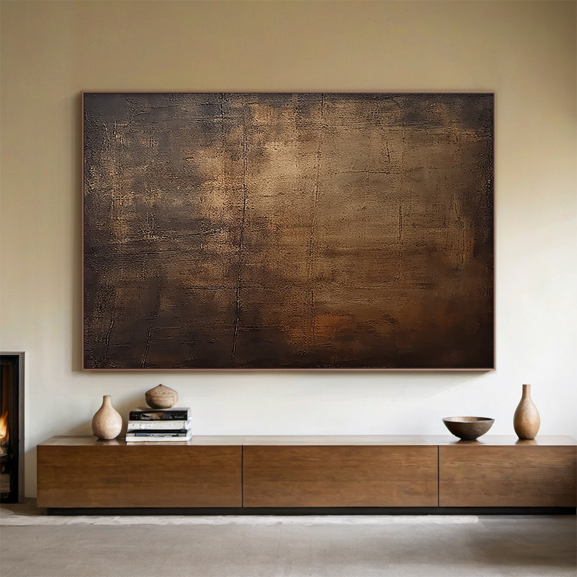 Minimalist Colorfield Wall Art – Bronze & Umber Gradient – AURA016(Square)