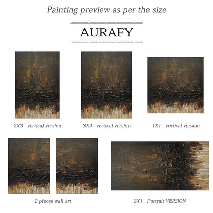 Brown Abstract Painting with Cracked Layers and Trailing Marks - AURA848