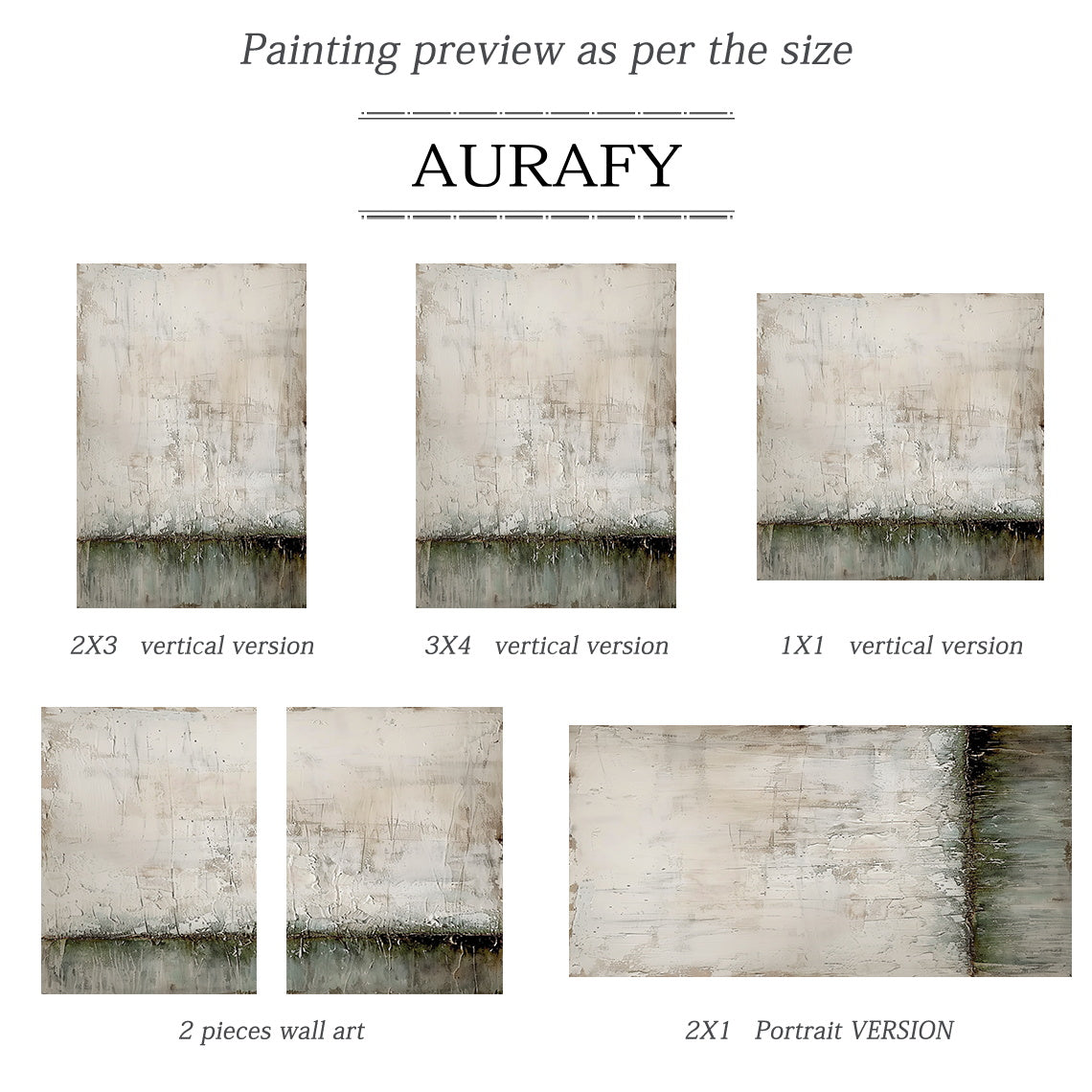 Wabi Sabi Plaster Textured Beige Green Impasto Scuffed Peeling Dripped Modern Artwork AURA576