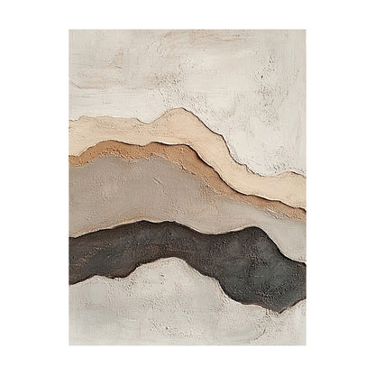 Beige Abstract Landscape Layered Plaster Textured High-Relief Tactile Minimalist Modern Organic Artwork AURA438