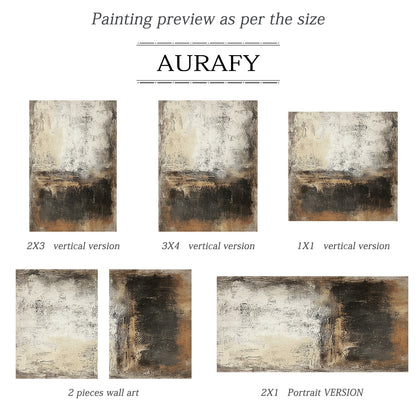 Wabi Sabi Abstract Art Beige Black Distressed Tactile Plaster-like Organic Wall Decor AURA591